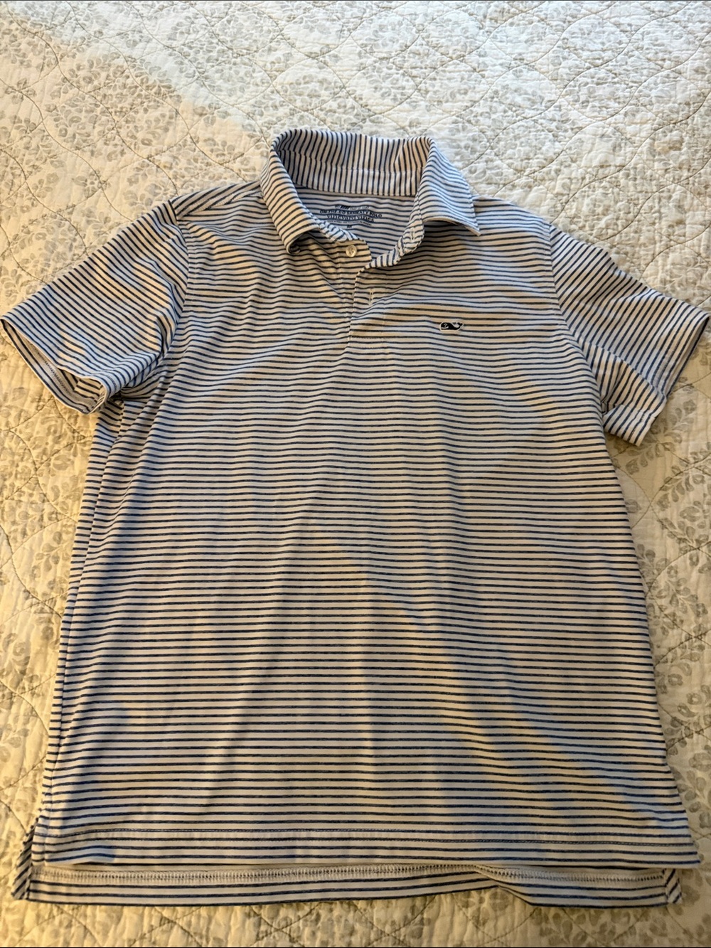 Vineyard Vines Boys Navy and White Striped Polo